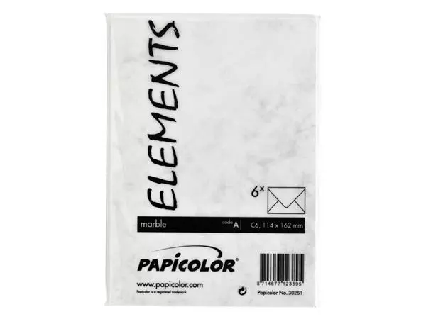 Een ENVELOP PAPICOLOR C6 114X162MM MARBLE GRIJS koop je bij Kantoorvakhandel van der Heijde