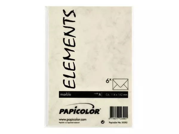 Een Envelop Papicolor C6 114x162mm marble ivoor pak à 6 stuks koop je bij NiceSupplies.nl