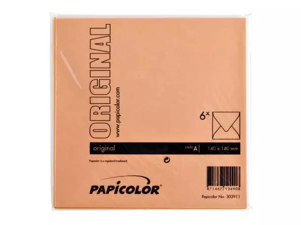 Een Envelop Papicolor 140x140mm oranje pak à 6 stuks koop je bij NiceSupplies.nl