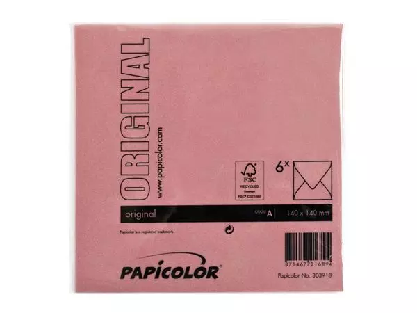 Een Envelop Papicolor 140x140mm rood pak à 6 stuks koop je bij Unimark Office B.V.