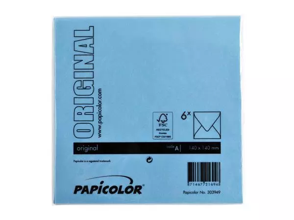 Een Envelop Papicolor 140x140mm hemelsblauw pak à 6 stuks koop je bij NiceSupplies.nl