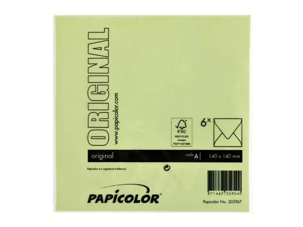 Een Envelop Papicolor 140x140mm appelgroen pak à 6 stuks koop je bij NiceSupplies.nl