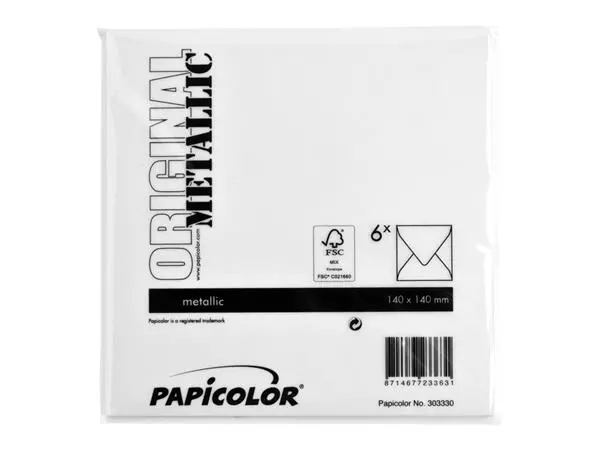 Een Envelop Papicolor 140x140mm metallic parelwit pak à 6 stuks koop je bij NiceSupplies.nl