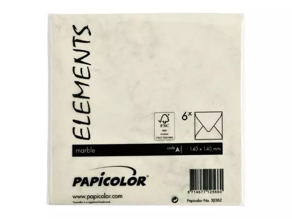 Een Envelop Papicolor 140x140mm marble ivoor pak à 6 stuks koop je bij NiceSupplies.nl