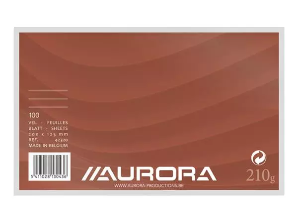 Een Systeemkaart Aurora 200x125mm lijn met rode koplijn 210gr wit koop je bij Van Leeuwen Boeken- en kantoorartikelen