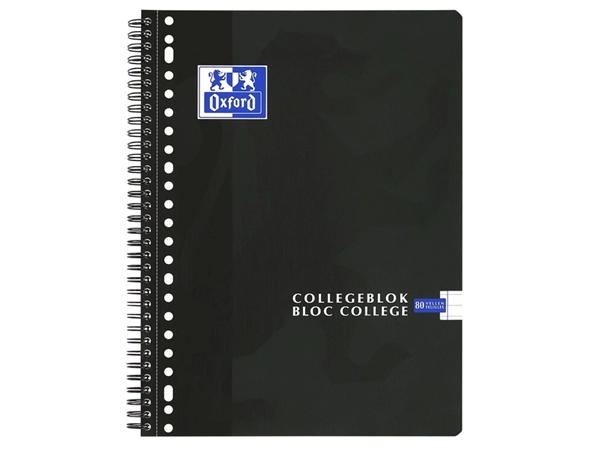 Een Bloc de cours Oxford A4+ ligné 23 perf 160 pages noir koop je bij QuickOffice BV