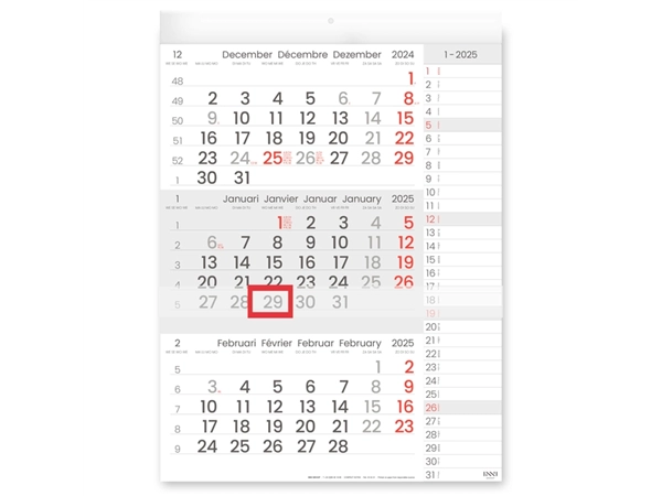 Een 3-Maandkalender 2025 INNI Manager compact-formaat notes koop je bij QuickOffice BV