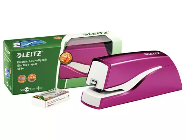 Een Nietmachine Leitz NeXXt WOW contactloos 10 vel roze koop je bij NiceSupplies.nl