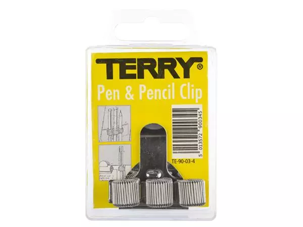 Een Penhouder Terry clip voor 3 pennen/potloden zilverkleurig koop je bij Van Hoye Kantoor BV