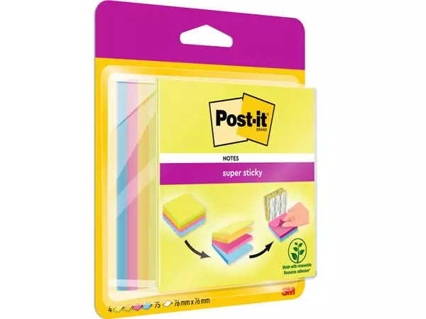 Een Memoblok Post-it 2014 Super Sticky 76x76mm smart kubus Rio koop je bij QuickOffice BV