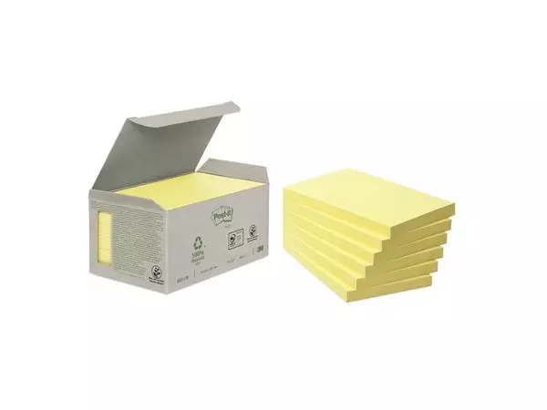 Een Memoblok 3M Post-it 655 76x127mm recycled geel koop je bij Van Leeuwen Boeken- en kantoorartikelen
