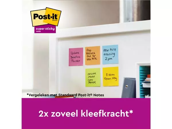 Memoblok Post-it 654 Super Sticky 76x76mm rainbow 8 stuks