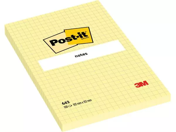 Een MEMOBLOK POST-IT 662 102X152MM RUIT GEEL koop je bij Kantoorvakhandel van der Heijde