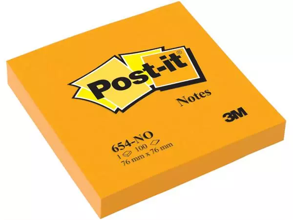 Een Memoblok 3M Post-it 654 76x76mm oranje koop je bij Van Leeuwen Boeken- en kantoorartikelen