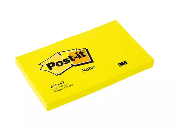 Memoblok 3M Post-it 655 76x127mm neon geel