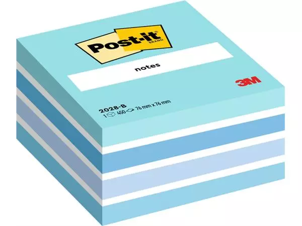 Memoblok Post-it 2028 76x76mm kubus pastel blauw