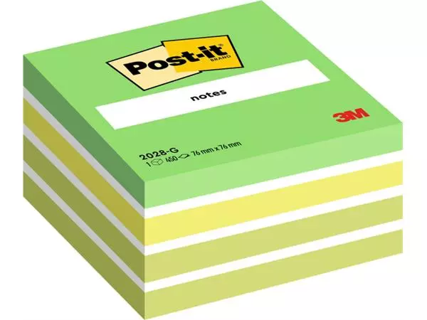 Een Memoblok Post-it 2028 76x76mm kubus pastel groen koop je bij De Angelot