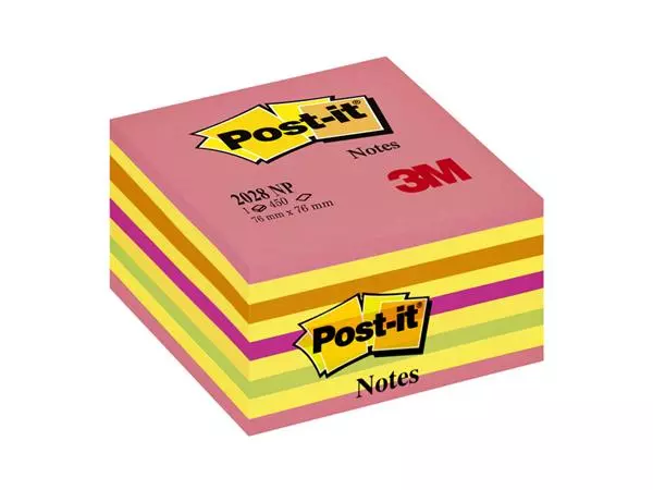 Een Memoblok 3M Post-it 2028 76x76mm kubus neon kleuren koop je bij Van Leeuwen Boeken- en kantoorartikelen