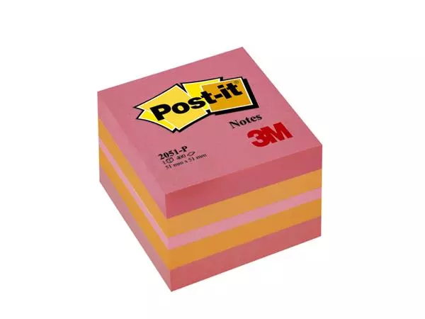 Een Memoblok Post-it 2051 51x51mm kubus roze koop je bij Van Hoye Kantoor BV