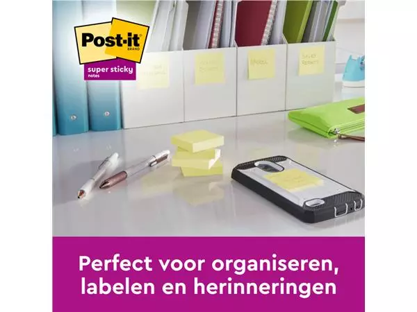 Een Memoblok Post-it 654 Super Sticky 76x76mm geel 14+2 gratis koop je bij Kantoorvakhandel van der Heijde