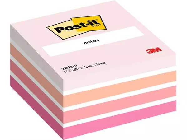 Een Memoblok 3M Post-it 2028 76x76mm kubus pastel roze koop je bij EconOffice