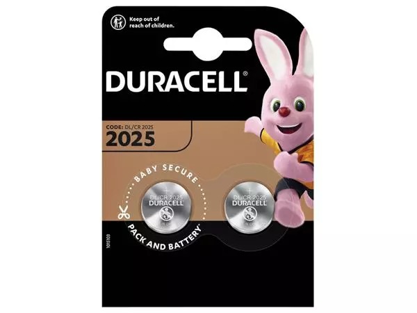 Een Batterij Duracell knoopcel 2xCR2025 lithium Ø20mm 3V-170mAh koop je bij Van Leeuwen Boeken- en kantoorartikelen
