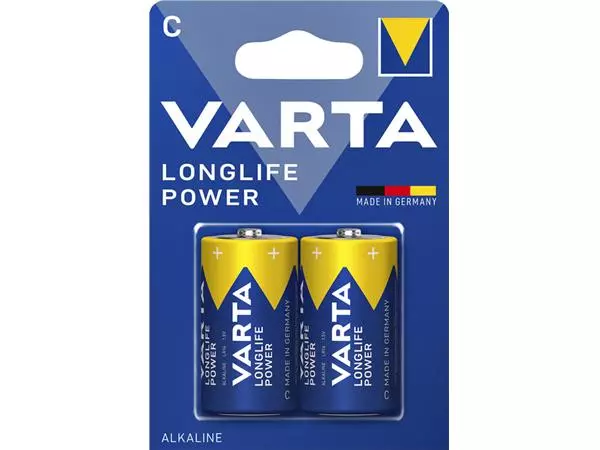Een Batterij Varta Longlife Power 2xC koop je bij Totaal Kantoor Goeree