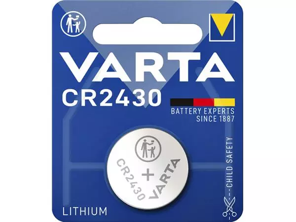 Een Batterij Varta knoopcel CR2430 lithium blister à 1stuk koop je bij MV Kantoortechniek B.V.