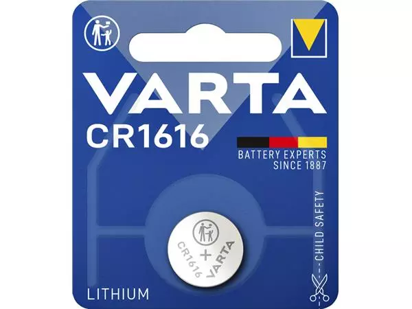 Een Batterij Varta knoopcel CR1616 lithium blister à 1stuk koop je bij EconOffice