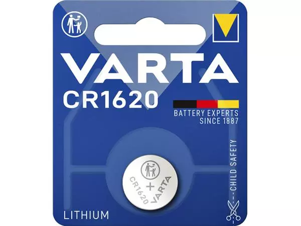 Een Batterij Varta knoopcel CR1620 lithium blister à 1stuk koop je bij Kantoorvakhandel van der Heijde