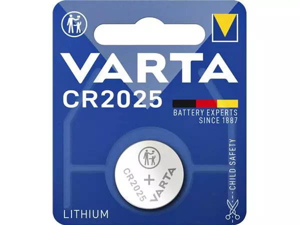 Een Batterij Varta knoopcel CR2025 lithium blister à 1stuk koop je bij EconOffice