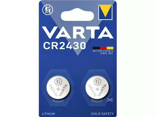 Een Batterij Varta knoopcel CR2430 lithium blister à 2stuk koop je bij EconOffice