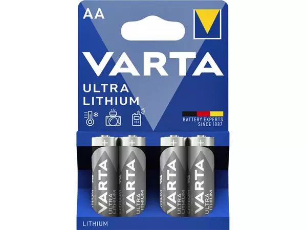 Een Batterij Varta Ultra lithium 4xAA koop je bij EconOffice