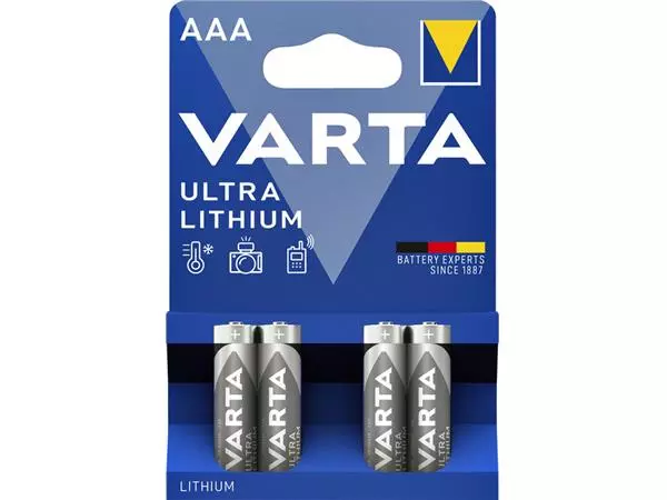 Een Batterij Varta Ultra lithium 4xAAA koop je bij KantoorProfi België BV