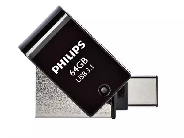 Een USB-stick 3.1 Philips USB-C 2-in-1 midnight black 64GB koop je bij Tonerinktshop