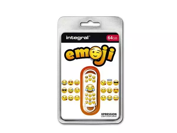 Een USB-STICK INTEGRAL 64GB 2.0 EMOJI koop je bij Kantoorvakhandel van der Heijde