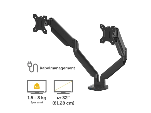 Een Monitorarm Fellowes Platinum Series dubbel horizontaal koop je bij Buro De Peuter