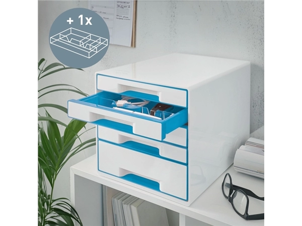 Een Ladenblok Leitz WOW 5 laden wit/blauw koop je bij NiceSupplies.nl