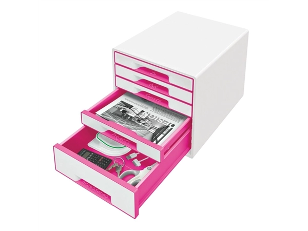 Een Ladenblok Leitz WOW 5 laden wit/roze koop je bij NiceSupplies.nl