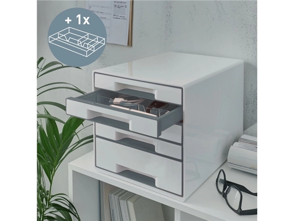 Een Ladenblok Leitz WOW CUBE A4 maxi 5 laden wit/grijs koop je bij NiceSupplies.nl