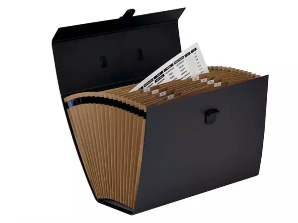 Een Sorteerkoffer Bankers Box Handifile 19-vaks zwart koop je bij Goedkope Kantoorbenodigdheden