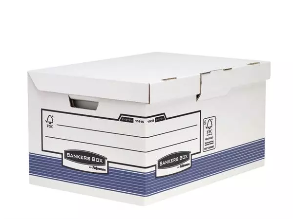 Een Archiefdoos Bankers Box System fold flip top maxi wit blauw koop je bij Van Leeuwen Boeken- en kantoorartikelen