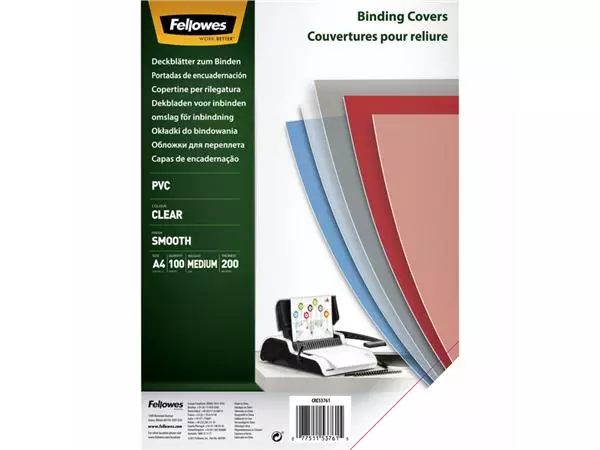 Een Voorblad Fellowes A4 PVC 200micron 100stuks koop je bij EconOffice