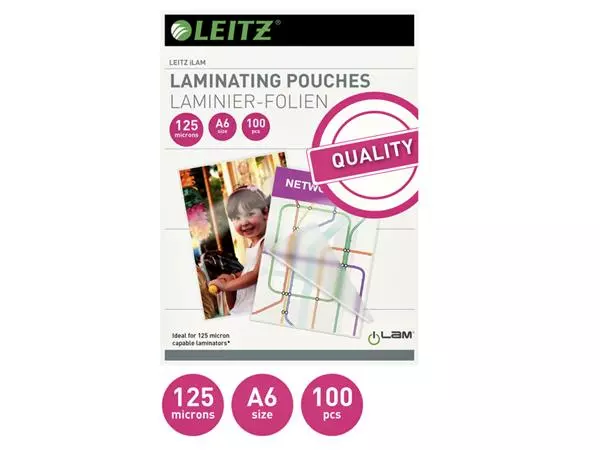 Een Lamineerhoes Leitz iLAM A6 2x125micron EVA 100 stuks koop je bij NiceSupplies.nl