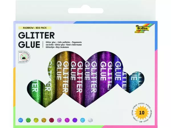 Een Glitterlijm Folia 9.5ml 10 kleuren koop je bij Van Leeuwen Boeken- en kantoorartikelen