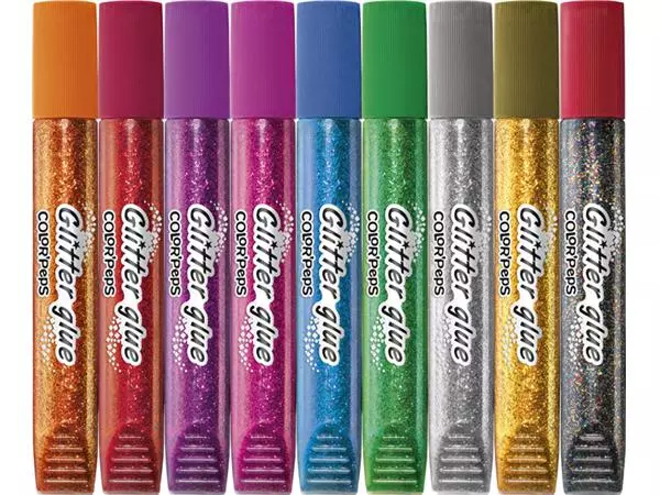 Een Glitterlijm Maped Color'Peps set á 9 kleuren koop je bij Buro De Peuter