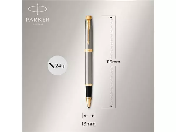 Een Balpen en Rollerpen Parker IM brushed metal GT medium 2 stuks koop je bij EconOffice