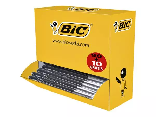 Een Balpen Bic M10 medium zwart doos à 90+10 gratis koop je bij Van Leeuwen Boeken- en kantoorartikelen