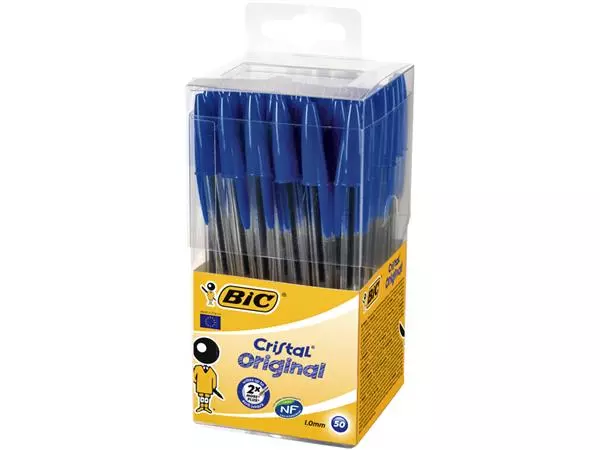 Een Balpen Bic Cristal medium blauw in tubo verpakking koop je bij EconOffice
