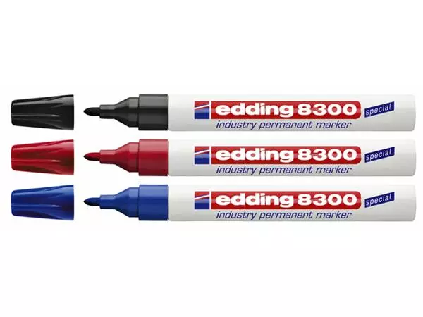 Een Viltstift edding 8300 industrie rond 1.5-3mm rood koop je bij Van Hoye Kantoor BV